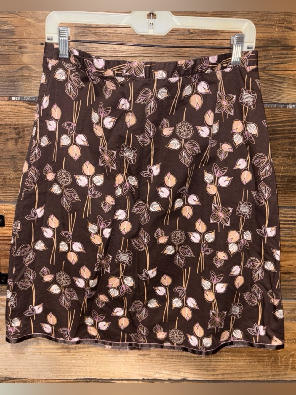 Y2K Old Navy Brown Floral A-Line Skirt